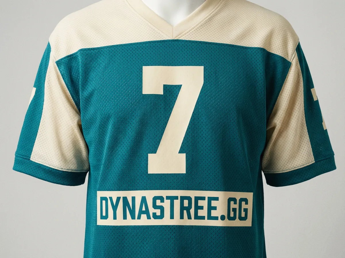 Teal and cream Dynastree.gg american football jersey number 7
